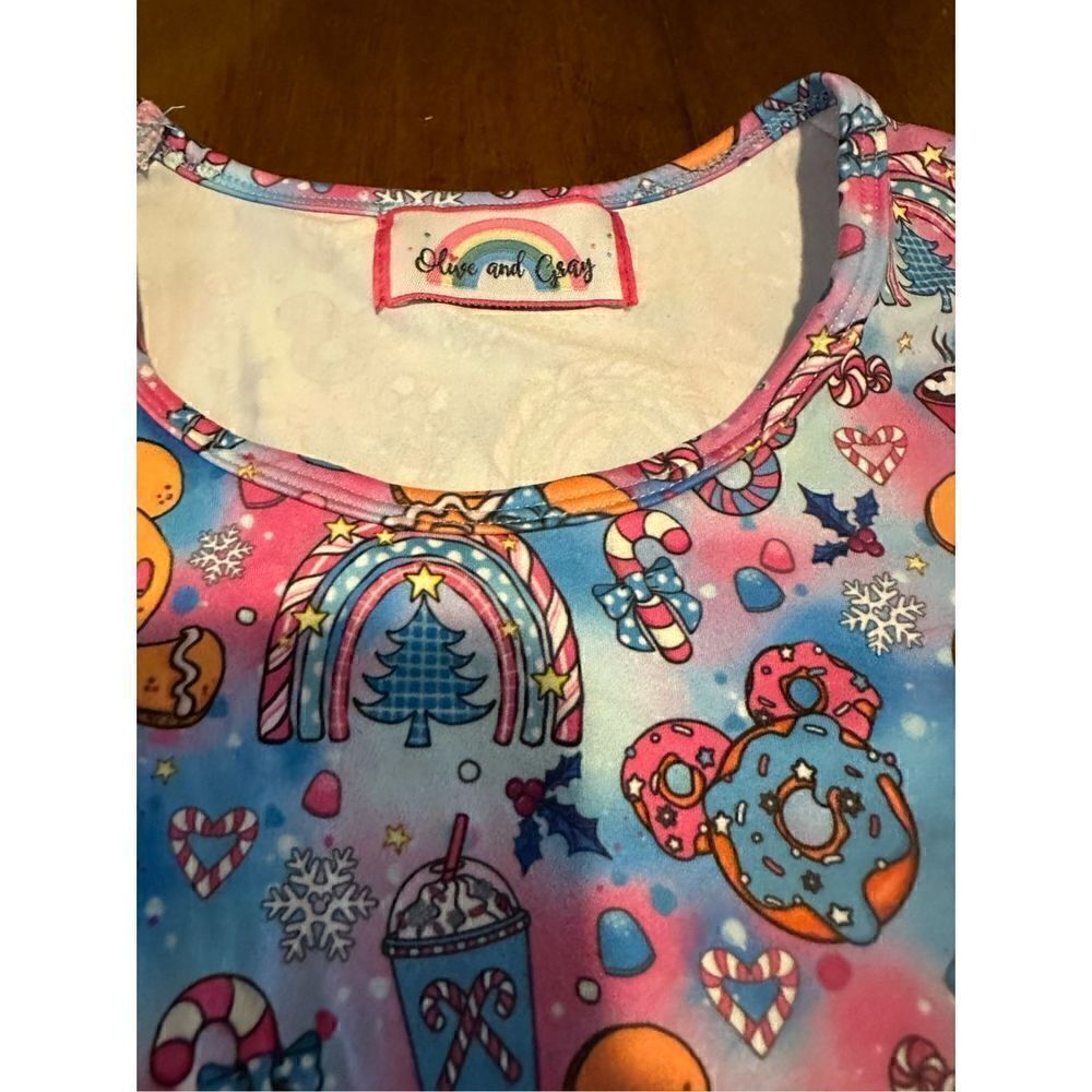 Olive and Gray Girls Gingerbread Mouse Christmas Soft Stretch Dress Pockets 14 - Picture 3 of 10